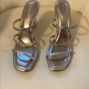 Elegant Silver Strappy Women's Heels